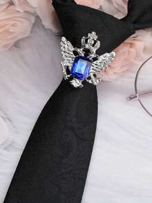 1 pieza Clip de corbata de aleación con diamante de imitación de estilo caballero retro, hebilla de corbata para camisa de negocios, uso diario y regalo de hombre - Serie Animal - Ver 10