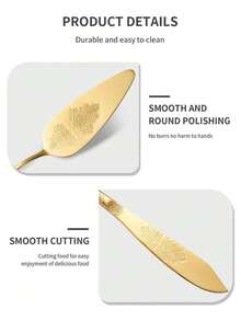Flower-Style Stainless Steel Knife And Cake Spoon Set 2 Pieces, Suitable For Wedding And Christmas Cake, Bread Knife, Pizza Spoon, School Supplies,Mother's Day Gifts, Women's Day Gifts - View 3