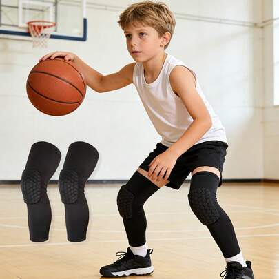 1 par de rodilleras gruesas con panal para niños, cómodas para baile, fútbol, baloncesto, correr y otros deportes al aire libre