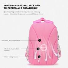 Cute Women's Fashion Student Backpack, With Adjustable Shoulder Strap, Large Capacity, Multi-Compartment, Double Zipper Closure, Lightweight, Fade-Resistant, Wet Wipe Cleanable - Suitable For School, Travel And Daily Use - Rectangle - View 4