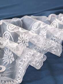 1pc Soft Lace Ruffled Bed Skirt, Solid Color Elastic Bed Skirt, Comfortable Bed Cover, Lace Elastic Bed Skirt, Selected Skin-Friendly Brushed Fabric, Four-Corner Tie Design Easily Fixes Mattress And Prevents Displacement, Princess Lace Style Bed Skirt Suitable For Home, Hotel Bedroom, Can Replace Lace Decorative Elastic Bed Sheet, Easy To Fit Dust Ruffle - Royal Blue - View 8