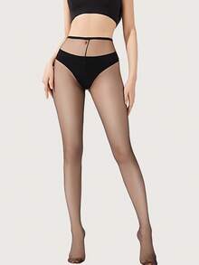 1 chiếc/3 chiếc/6 chiếc Quần tất nữ màu đen trơn, siêu mỏng, cạp cao, có phần mũi được gia cố - Phù hợp cho người có cân nặng từ 40-60kg - Nhiều màu - Xem 4