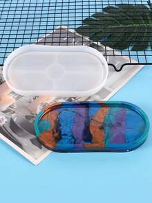 1pc/3pcs/6pcs Oval Crystal Epoxy Resin Coaster Mold, DIY Jewelry Earring Storage Tray Dish, Desktop Organizer Silicone Mold - Epoxy Resin Coaster Molds - View 4