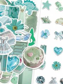 50pcs Mint Mambo Green Cartoon Creative Stickers DIY Guitar Luggage Refrigerator Water Cup Planner Supplies Decorative Laptop Personalization Stickers - Multicolor - View 3