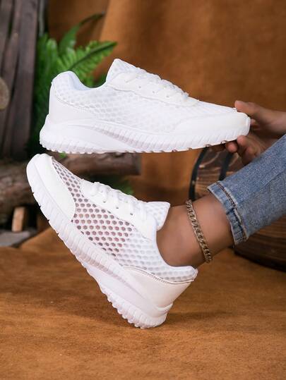 女士纯色低帮休闲运动鞋，舒适透气，轻便，适合跑步和运动