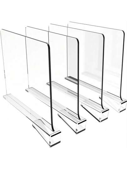 1/2/4pcs Transparent Plastic Wardrobe Storage Shelves, Multi-Functional Organizer Shelves For Wardrobe Accessories And Bags, Versatile Plastic Storage Rack Shelves For Wooden Wardrobe And Cabinet