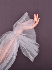 1pc Plus Size Solid Sheer Poncho Sleeve Shawl, Suitable For Wedding, Party Dress, Beach Vacation Pullover Top - Multicolor - View 3