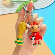 Football Pendant Mascot Keychain Bag Charm, Souvenir Gift For Football Fans - Multicolor - View 3