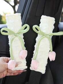 Tulip Flower Car Seatbelt Shoulder Pad Cover, Car Belt Protector, Universal All Seasons,Car Accessories Women - 粉紅色 2 件裝 - 查看 7