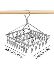 40夹不锈钢旋转晾衣架，可折叠，适用于晾晒衣物/袜子/内衣，带夹子，是阳台、宿舍、酒店的理想之选。 - 彩色 - 查看 2