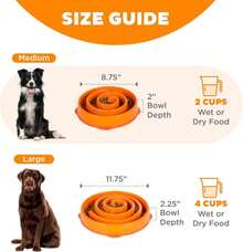 Outward Hound Fun Feeder Slo Bowl U2013 Medium 2u2011Cup Capacity, Slow Feeding, Small To Medium Dogs &Amp; Cats, Non-Slip, Orange, Swirl Pattern - MàuD - Xem 5