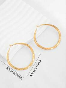 1 Pair Minimalist Fashionable Exaggerated Geometric Earrings, Golden Elegant Commuter Earrings - 02 - View 4