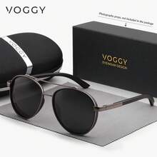 VOGGY 时尚极简复古金属 TR90 UV400 偏光太阳镜，男女通用，适合运动驾驶、户外骑行、钓鱼、旅行、派对装饰道具及礼品 - 彩色 - 查看 8