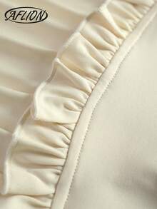 Aflion 女士高腰褶皱层叠长款连衣裙 - 法式复古甜美风格，适合夏季海滩、度假、约会、乡村等场合 - 黃色 - 查看 5