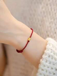 1 件吉祥结红绳手链，男女通用/情侣款，适合祈福、健康、节日、礼物、日常佩戴 - 紅色 - 查看 12