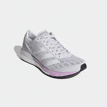 Adidas Giày chạy bộ nữ FW2213 thoáng khí, chất liệu lưới, kiểu dáng thời trang, thích hợp cho mùa xuân/hè. - Màu xám/trắng/tím nhạt (dạng số thực) - Xem 2