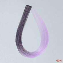 1pc Heat-Resistant Synthetic Long Straight Hair Extension Clip-In, Y2K Style Highlighted Side-Swept Bangs Hair Piece - Multicolor - View 31