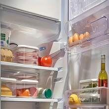 4-Tier Stackable Clear Food Storage Box With Leakproof Lid, Reusable Space-Saving Fridge And Freezer Organizer For Bacon, Ham, Cheese, Meat, Poultry & Seafood, Back-To-School Meal Prep, School Essentials & Kitchen House Accessories - Multicolor - View 4