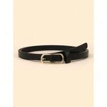 1Pc Retro Leopard Print Thin Belt Female, Simple Temperament PU Belt, Versatile Fashion Decorative Waist Seal - 黑色 - 查看 7