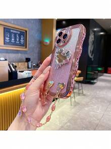 心形波浪纹手机壳，兼容 17 Pro Max，电镀防震奢华保护壳，带防尘孔和加厚边框，适用于三星 Galaxy S24 Ultra/S24 Plus/S24/S23 Ultra/S23 Plus/S23/S22 Ultra/S22 Plus/S22/S21 Ultra/S21 Plus/S21 FE/S23 FE/S20 Ultra/S20 Plus/S20 FE，兼容 A5x/C1 2 3 4 5 6 7 8 9/9 8 7 6 5 4 3 2 1，兼容 A1 2 3 4 5 6 7 8 9 9 8 7 6 5 4 3 2 1 - 粉色 - 查看 2