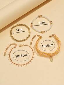 4入組兒童菠蘿掛墜編織珠子腳鏈套裝 - 彩色 - 查看 3