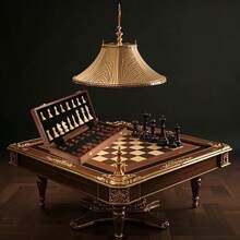 Juego de ajedrez profesional plegable, empaquetado en elegante caja de regalo, juego de mesa portátil adecuado para ajedrez y damas, simula 33 escenarios diferentes - Multicolor - Ver 5