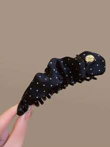 1个时尚波点褶皱扭结发夹，优雅香蕉发夹，适合盘发造型，爪夹 - 彩色 - 查看 10