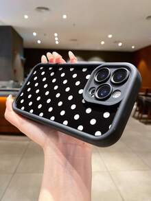 复古波点手机壳，兼容苹果17、Air Pro Max、16 Pro、15 Pro、14、13、12、11，哑光表面，独特创意设计，保护套 - 高竹復古黑點 - 查看 2