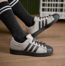 Giày Adidas Superstar II dành cho nữ - Giày thể thao mũi vỏ sò cổ điển - Xám/Đen - Xem 9