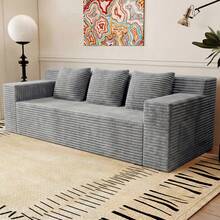 71" Love Seat Couches, Corduroy Boneless Loveseat With Deep Seats, 2 Seat Couch Apartment Size Couch With 3 Pillows&Side Pockets For Bedroom, Office, No Assembly Required - 淺灰色 - 查看 9