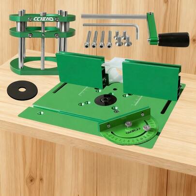 65mm Woodworking Flip Plate And Router Lift Kit - Aluminum Alloy Router Table Inset With Miter Gauge And Fence For Workbench Trimmer Carpenter Tools