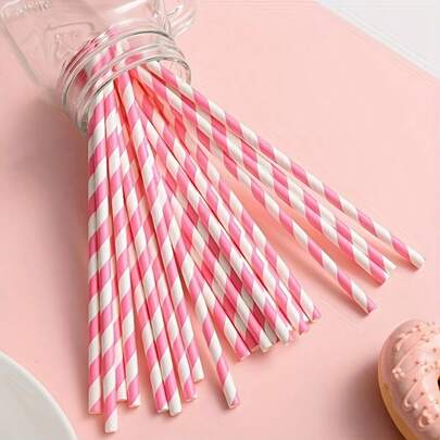 50pcs Thick Colorful Creative Party Straws, Straight Paper Straws For Christmas, Thanksgiving, Halloween Decoration And Supplies