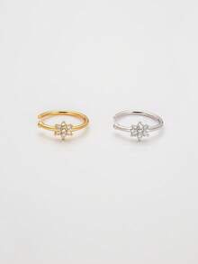 1件S925纯银鼻钉，纯银鼻饰，鼻部穿孔饰品，花朵鼻钉，简约精致的穿孔饰品，纯银镂空饰品，个性十足 - 彩色 - 查看 2