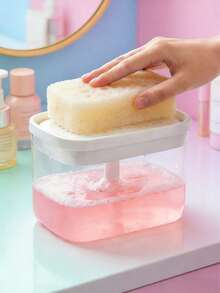 1 bình đựng xà phòng 2 trong 1 kèm giá đựng bông tắm, không nhỏ giọt hay vương vãi, chất liệu cao cấp, lý tưởng cho bồn rửa nhà bếp, bình đựng xà phòng kép kèm giá đựng bông tắm, nhấn để lấy xà phòng, giữ cho mặt bàn sạch sẽ và gọn gàng, vật dụng thiết yếu cho nhà bếp. - Nhấn phím - Xem 5