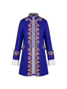 Men's Long-Sleeved Stand-Up Collar Jacket, Medieval Party Costume, Cosplay Tuxedo Outfit - Black - View 4