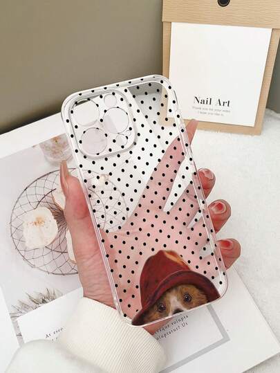 1个透明TPU防摔彩色波点小狗图案手机壳，兼容 15/15Pro/15Plus/15ProMax/16/16Pro/16Plus/16ProMax/17/17Pro/17ProMax、Galaxy S23 Ultra/A14/A24、Android手机Note 12 Pro/Pixel 8/8 Pro