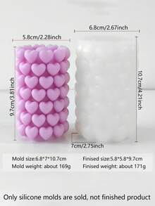 1个多款式多尺寸3D硅胶蜡烛模具，适用于DIY蜡/树脂/石膏工艺品，易于脱模且可重复使用，是情人节、婚礼和其他节日礼物的理想之选。 - 查看 13