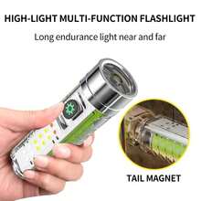 Linterna LED recargable por USB C, llavero de luz LED con imán trasero, luz, linterna portátil multifunción, luces de Camping EVUH - Verde - Ver 7