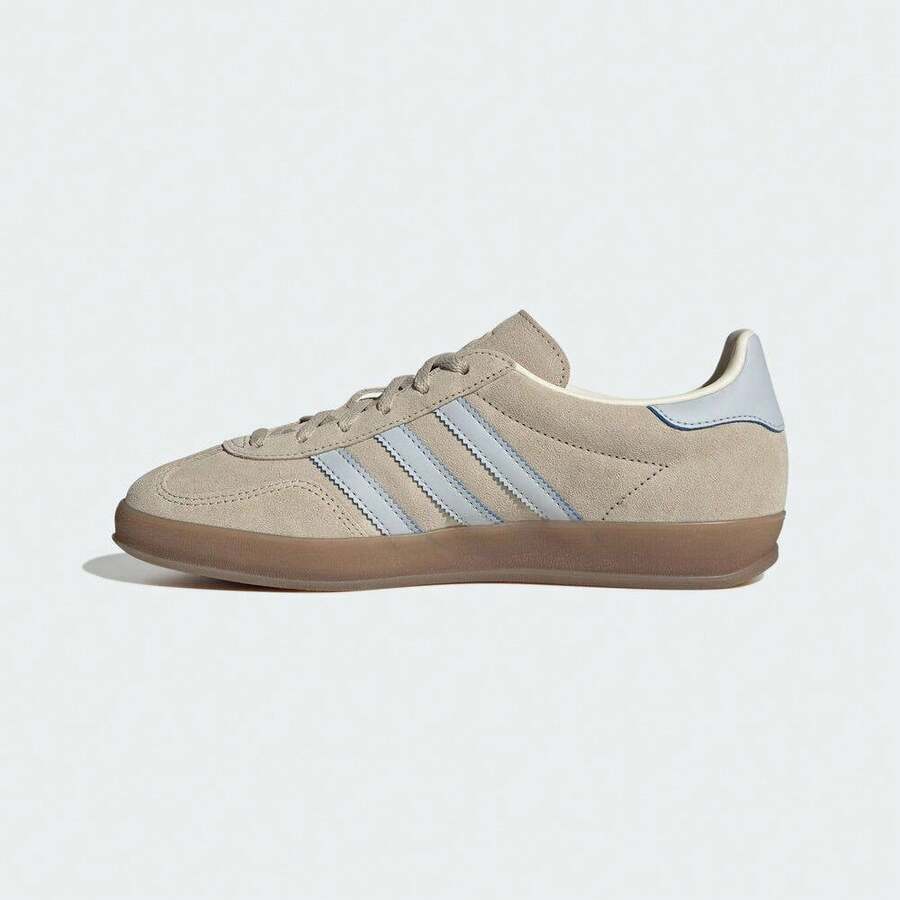 Adidas 三葉草男女鞋GAZELLE休閒鞋T頭鞋德訓鞋板鞋 - 米色/藍色 - 查看 1
