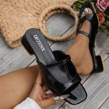 Square Toe Chunky Heel Pumps, Comfortable Slimming Office Lady Shoes, Spring/Summer - Black - View 14