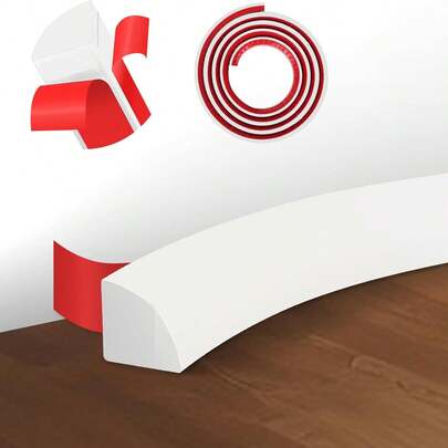 1 Roll 3 Meters/118.11in Flexible White PVC Round Corner Trim, Self-Adhesive For Floor Edges, Bathroom Cove Molding, Waterproof Bendable Wall Corner Countertop Edging