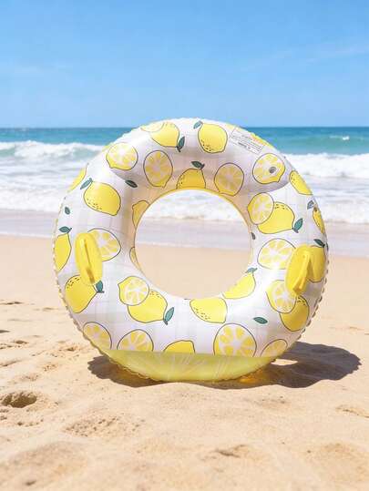 Aro inflable para adultos con forma de limón y doble válvula con asas, flotador de piscina de PVC adecuado para piscina inflable, tumbona de playa, fiesta, vacaciones, resistente a los rayos UV, accesorios para fiestas de piscina