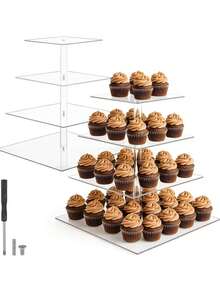 Multi-Tier Acrylic Cake Display Stand, Dessert Food Holder For Wedding, Birthday Party - Clear - View 18