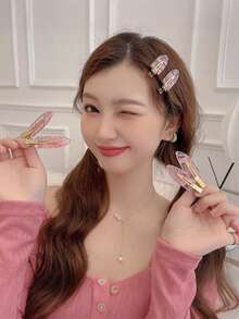 8个醋酸纤维防弯曲发夹 时尚防滑造型发夹 女士发饰 - 彩色 - 查看 3