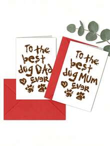 1pc Funny Dog Mum & Dog Dad Greeting Card, Hilarious Cute Pet Lover Card For Birthday Mother's Day Father's Day Christmas - Sets - View 3