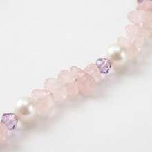 Pink Crushed Stone Natural Rose Quartz Chips & Faux Pearl Beaded Phone Charm Pink Crystal Aesthetic Phone Lanyard Wristlet Suitable For Women & Girls Spring Gift - Baby Pink - View 2