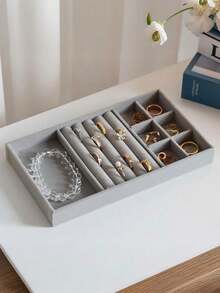 1/9pcs Velvet Jewelry Display Tray Large Capacity Organizer Independent Compartment Holder Multi-Slot Storage Box Minimalist Necklace Bracelet Ring Earring Pendant Case Luxury Gift Set - Multicolor - View 22