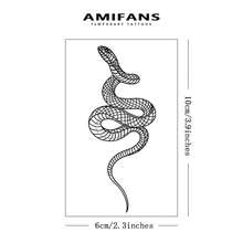AMIFANS 几何卷曲蛇形临时纹身贴纸，半永久纹身，可持续1-2周，持久耐用，果汁纹身，逼真纹身，浪漫纹身，仿真纹身，防水，外观逼真，小众设计纹身，水果纹身，植物纹身 - 黑色 - 查看 3