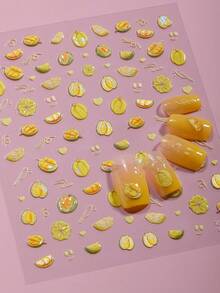 1 pezzo Adesivi per unghie 5D in rilievo a forma di durian giallo, stile dolce e carino, decalcomanie per unghie per uso fai-da-te a casa delle donne - Giallo - Visualizzare 2