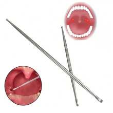 2pcs High Quality Stainless Steel Throat Stone Remover Tool Set, Including 1 X 6.69 Inch And 1 X 4.72 Inch Throat Stone Remover, Plus 1 Earwax Removal Scraper - Silver - View 1